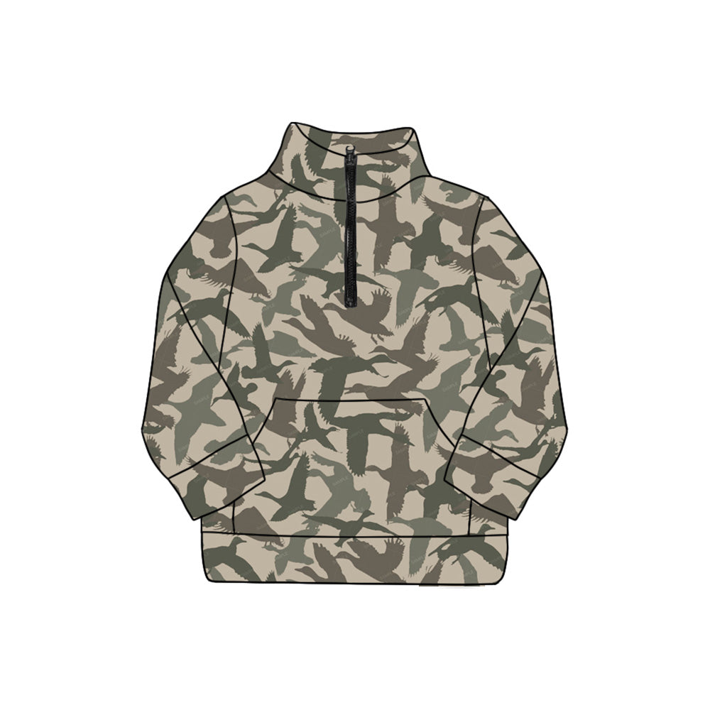(Pre-order)GT1176 Adult Duck Camo Print Woman Zipper Pullover Yoga Top