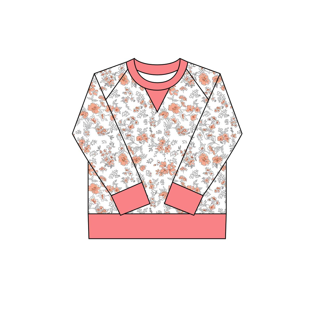 (Pre-order)GT1291 Pink Flowers Print Girls Long Sleeve Yoga Tee Shirts Top