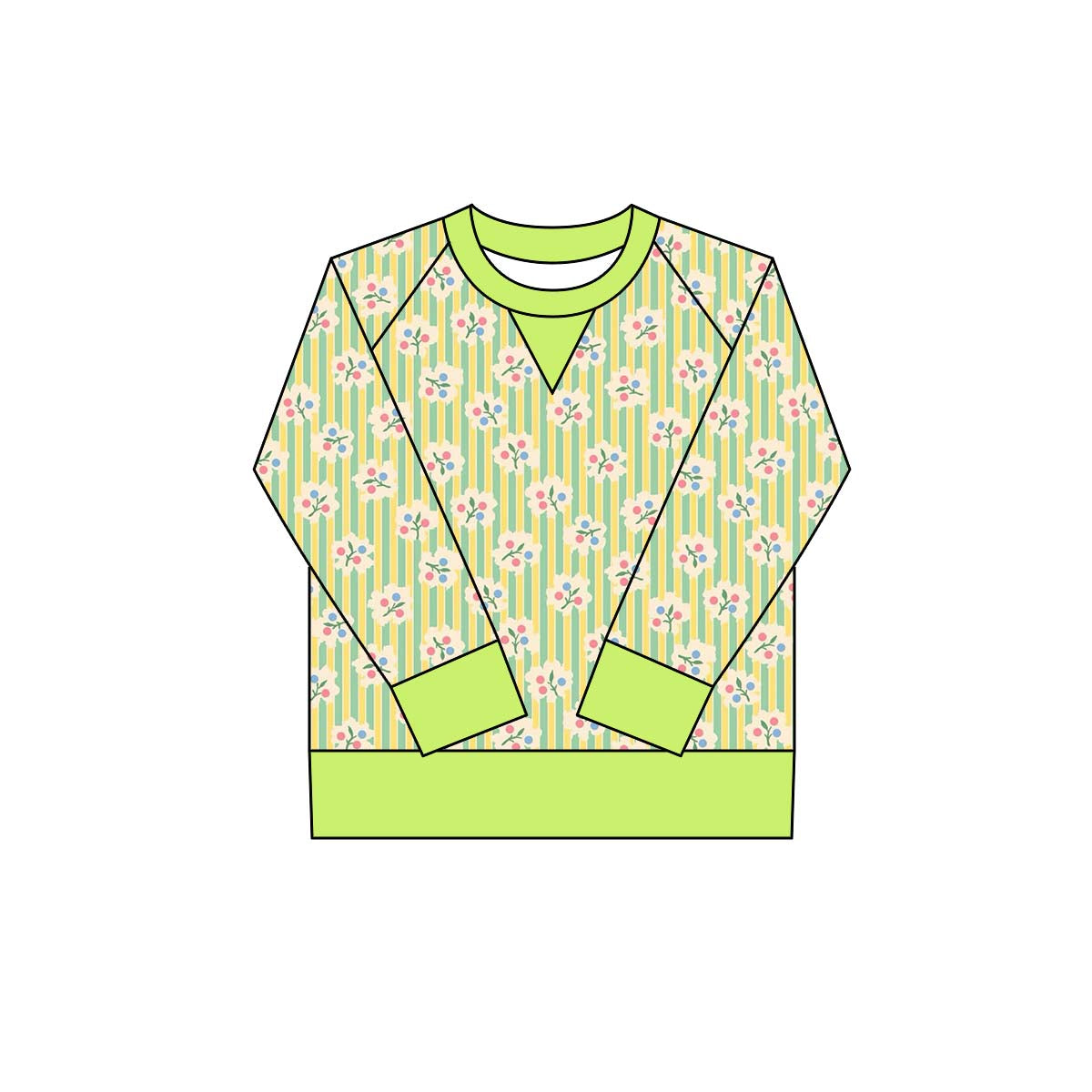 (Pre-order)GT1293 Lime Green Flowers Print Girls Long Sleeve Yoga Tee Shirts Top