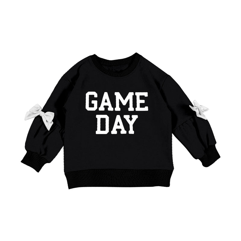 (Pre-order)GT1588 GAME DAY Black Print Girls Long Sleeve Tee Shirts Top
