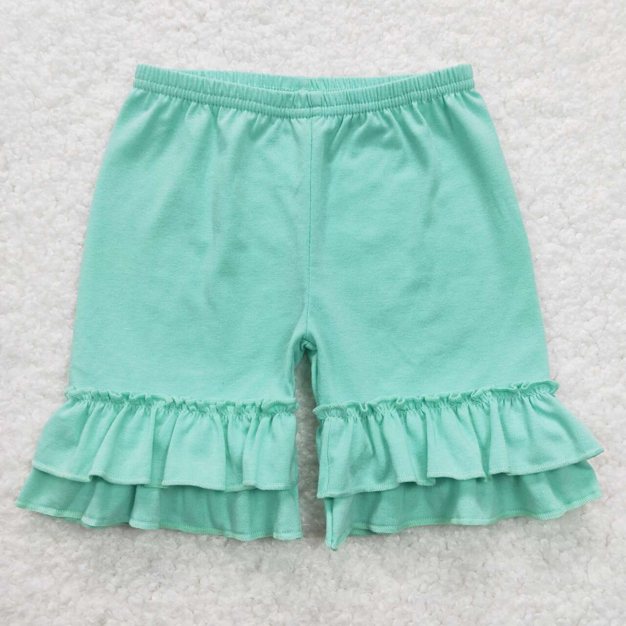 SS0180 Green Ruffles Girls Summer Shorts
