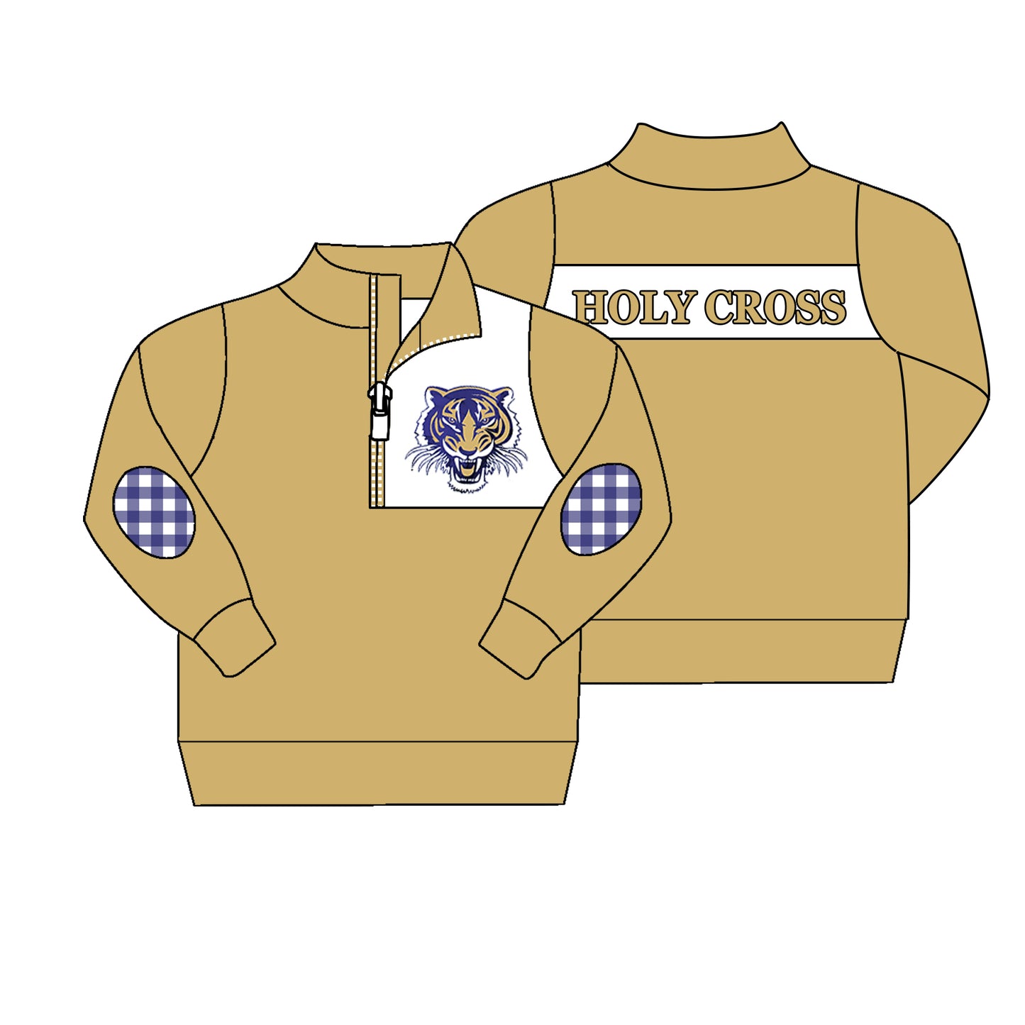 (Custom Design Preorder MOQ 5) Team's HOLY CROSS Tigers Print Boys Pullover Tee Shirts Top