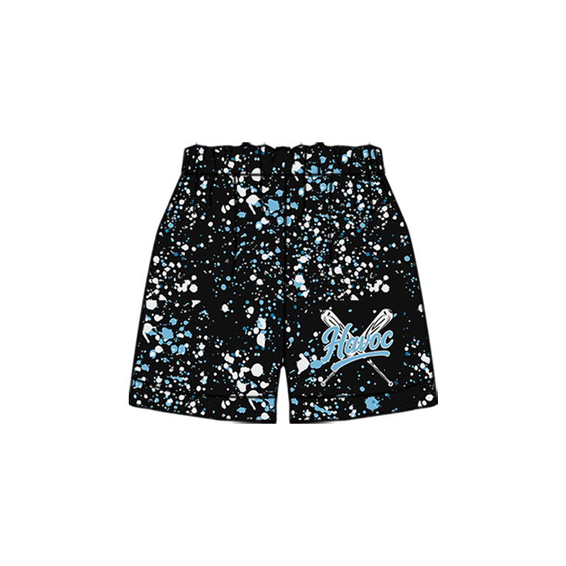 (Custom Design Preorder MOQ 5 Each Design) Team's Havoc Baseball Black Print Summer Bottom Shorts Mom and Me Matching Clothes