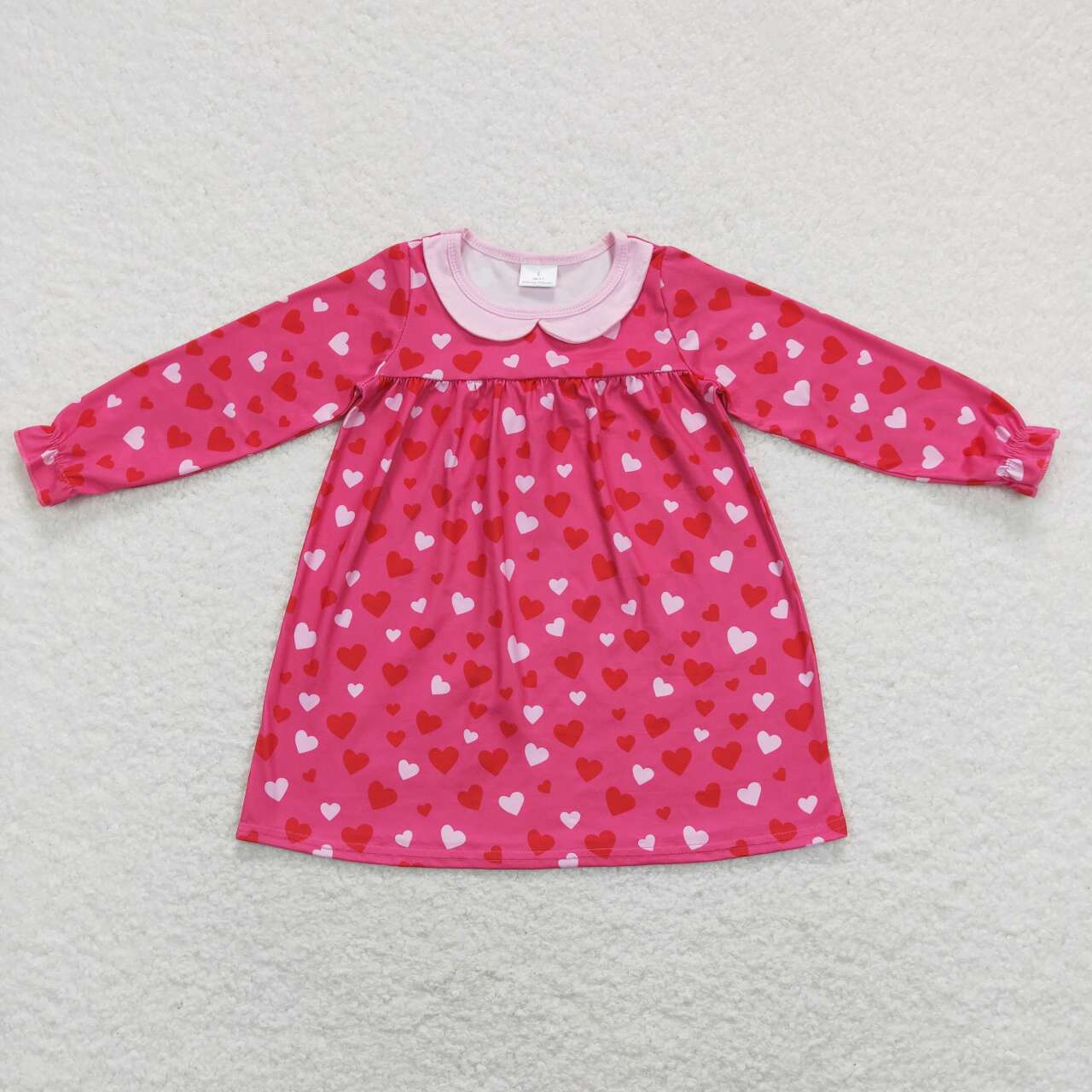 GLD0492 Pink Heart Print Girls Valentine's Dress