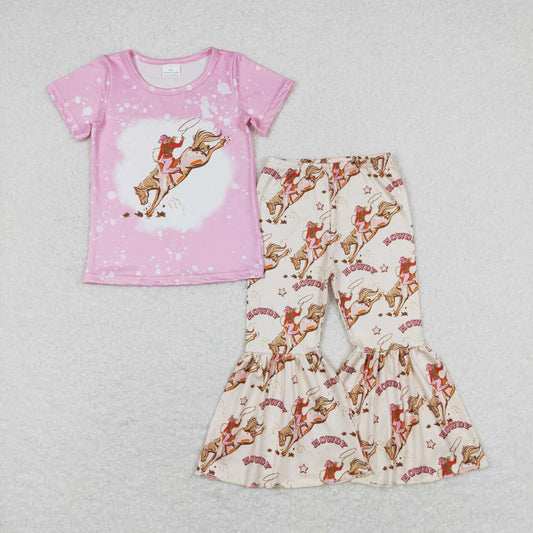 GSPO1487  Howdy Rodeo Print Girls Bell Pants Western Clothes Set