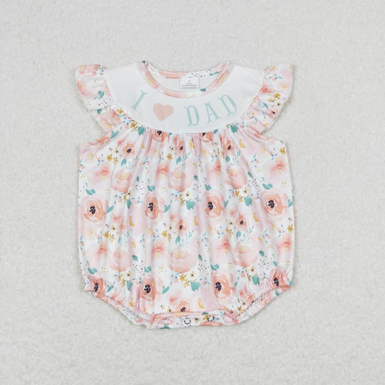 SR1349  I LOVE DAD Flowers Print Baby Girls Summer Romper