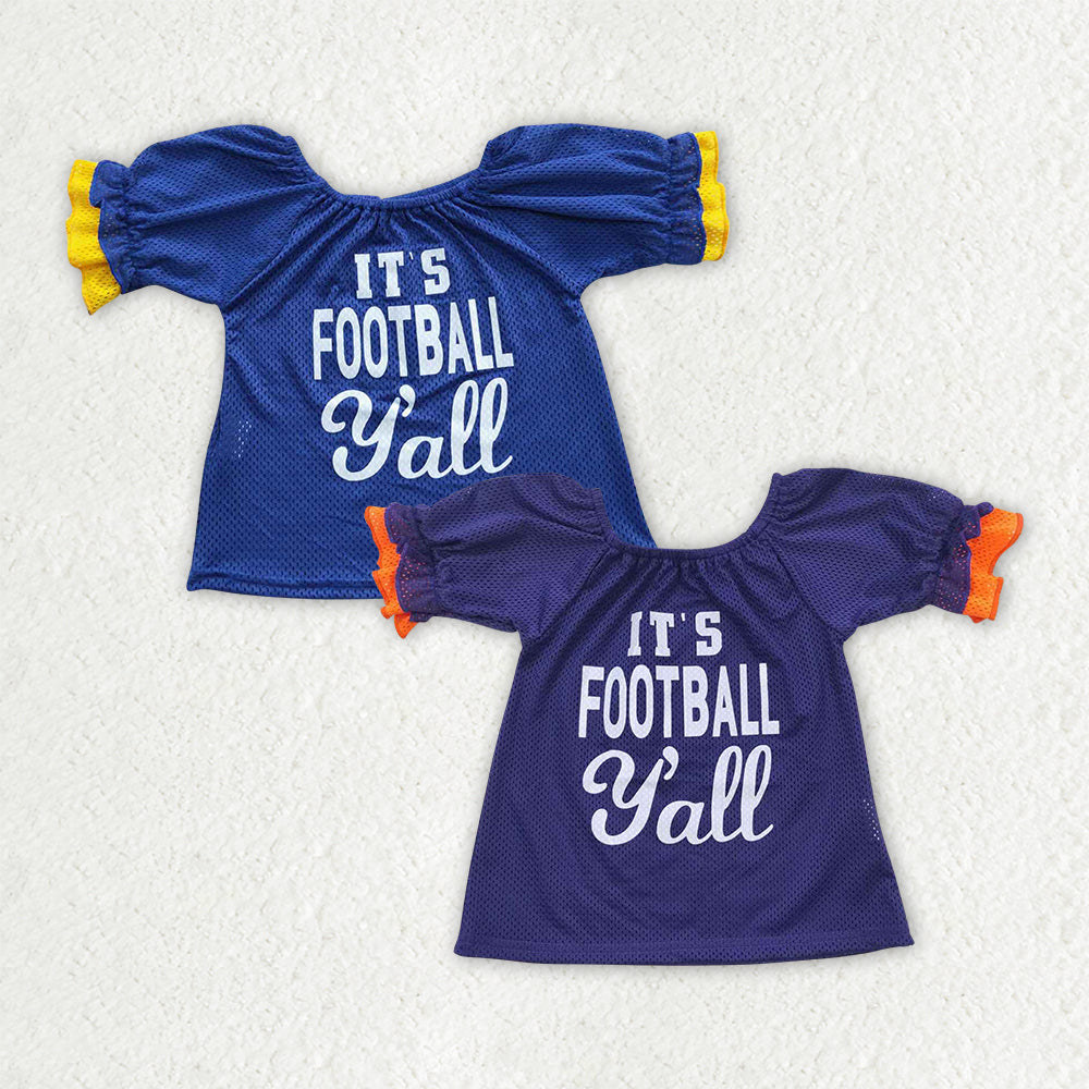 2 Colors It's Football y'all Girls Sports Tee Shirts Top Sisters Team's Clothes