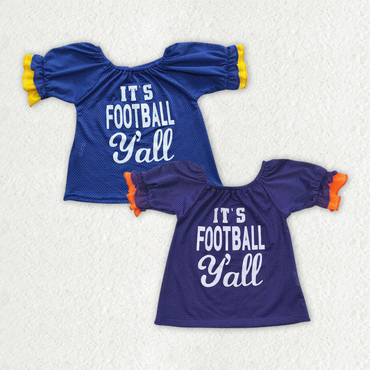 2 Colors It's Football y'all Girls Sports Tee Shirts Top Sisters Team's Clothes