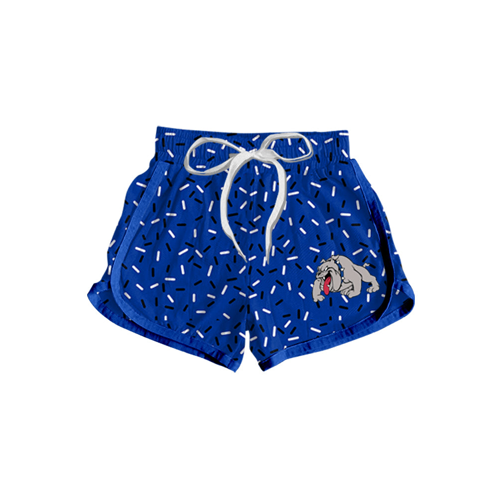 (Custom Design Preorder MOQ 5)Team's Bulldog Blue Sprinkles Print Kids Summer Bottom Shorts