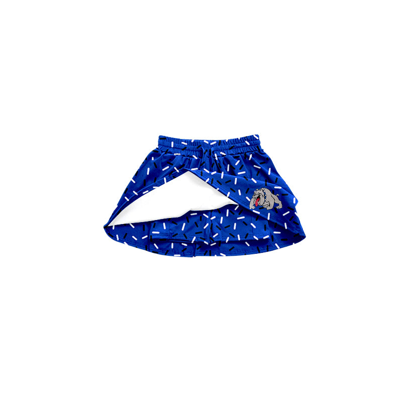 (Custom Design Preorder MOQ 5) Team's Bulldog Blue Sprinkles Print Kids Summer Bottom Skirts Shorts