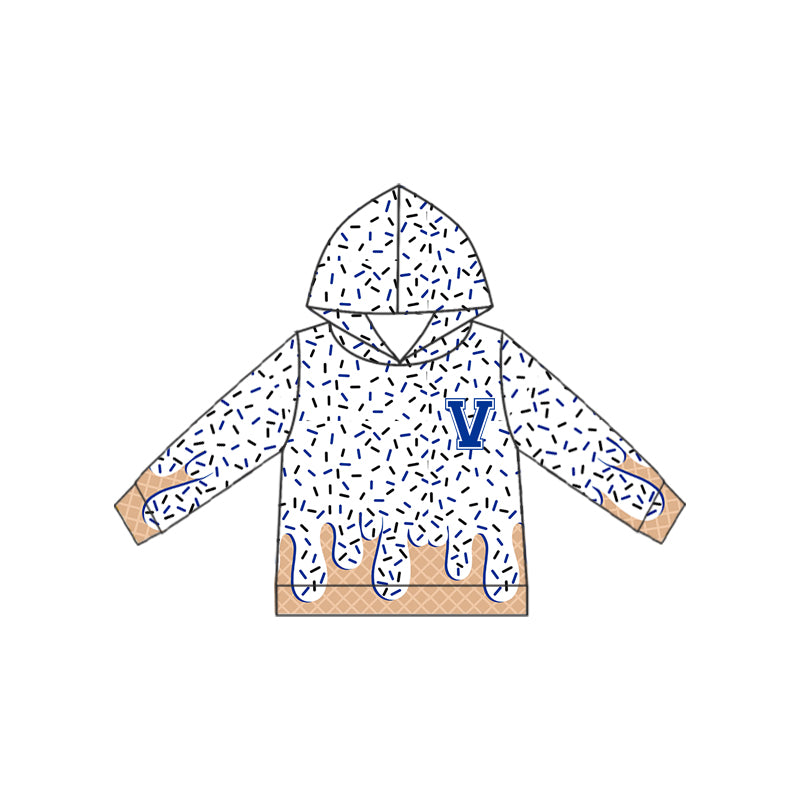 (Custom Design Preorder MOQ 5) Team's V Sprinkles Print Kids Long Sleeve Hoodie Top