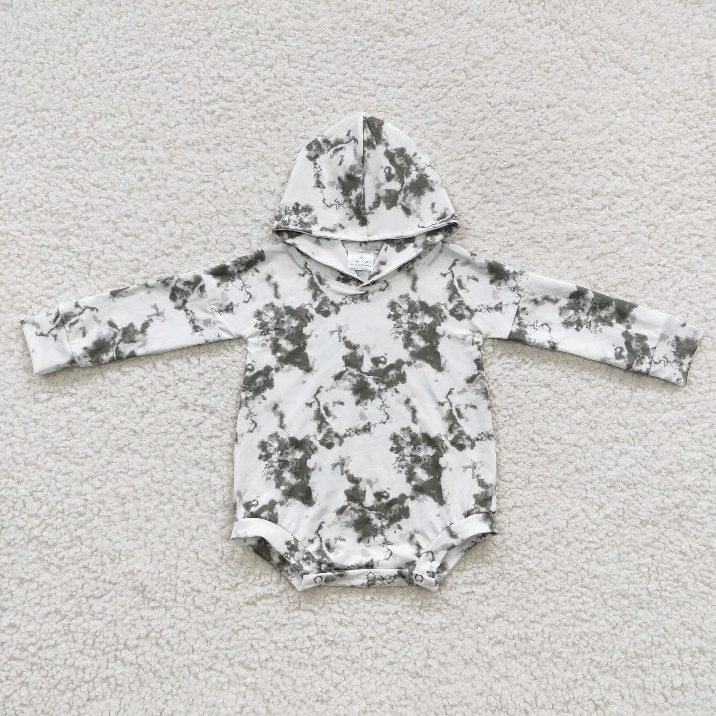 LR0270 Baby tie-dye long sleeve hoodie romper