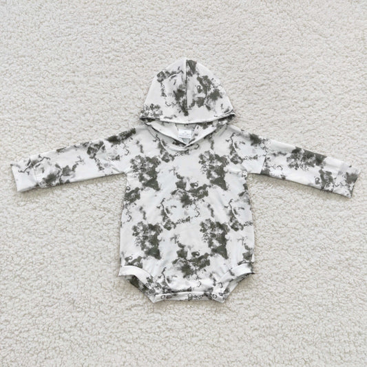 LR0270 Baby tie-dye long sleeve hoodie romper