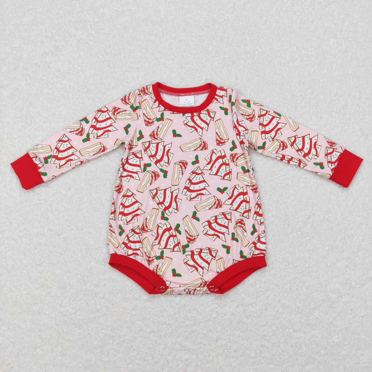 USA-Shop LR0284  Christmas Tree Little Debbie Cakes Print Baby Girls Romper