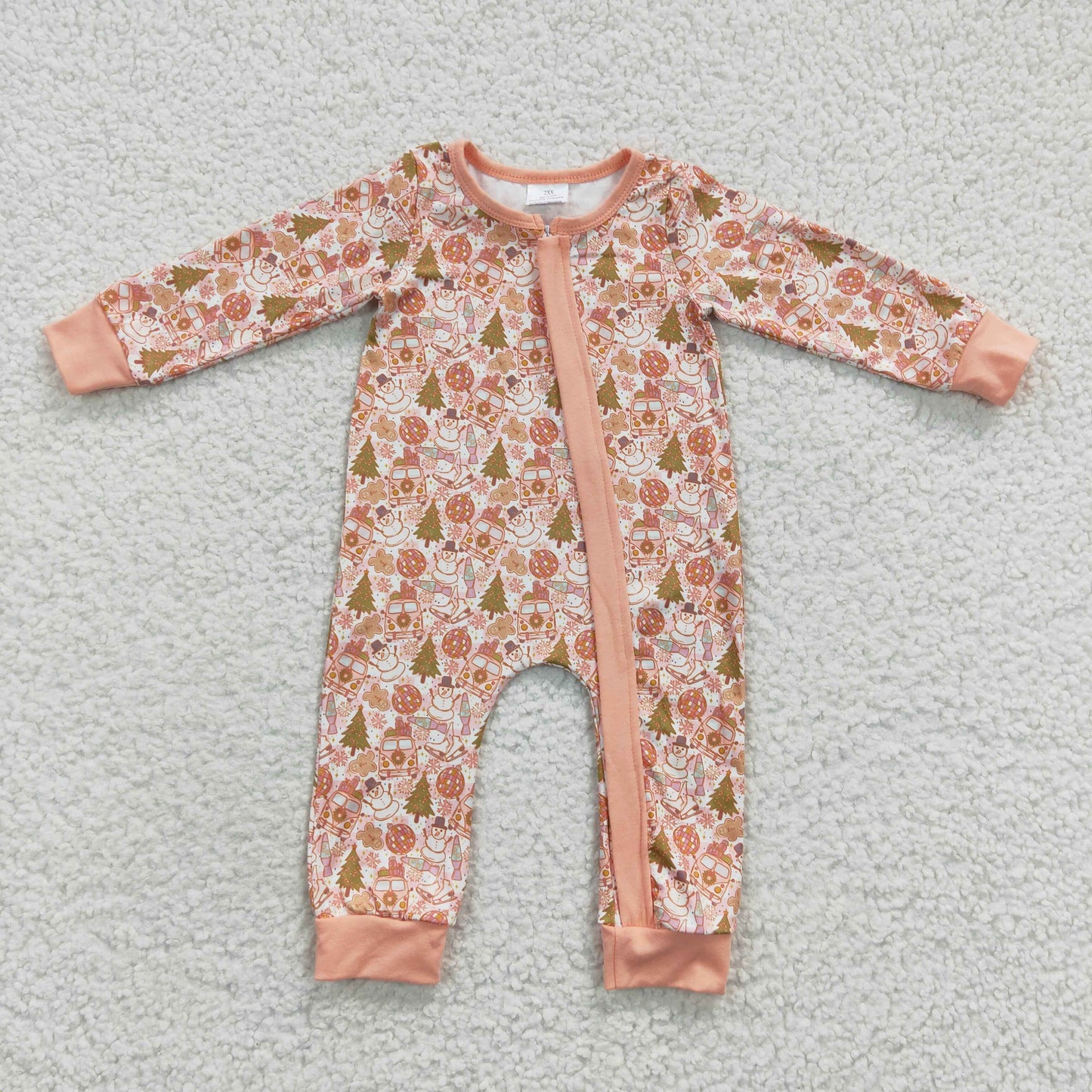 LR0295 Baby girls long sleeve Christimas design zipper romper