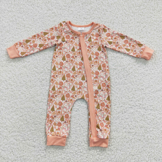LR0295 Baby girls long sleeve Christimas design zipper romper