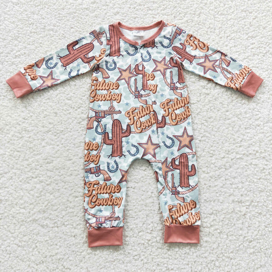 LR0307 Future cowboy western zipper romper