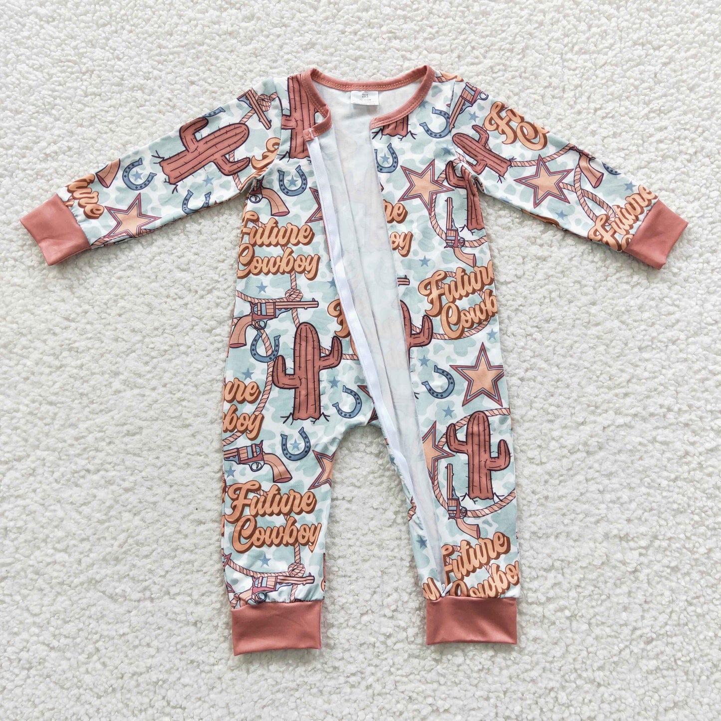 LR0307 Future cowboy western zipper romper