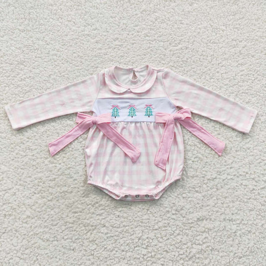 USA-Shop LR0334 Baby girls plaid Christmas tree romper