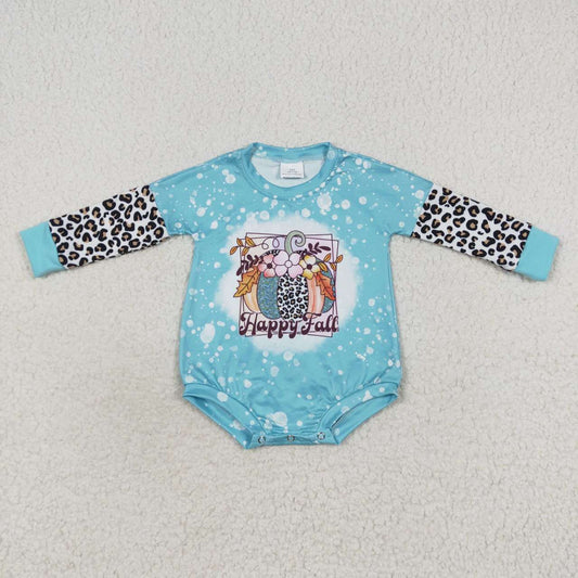 LR0357  Happy fall pumpkin baby girls romper