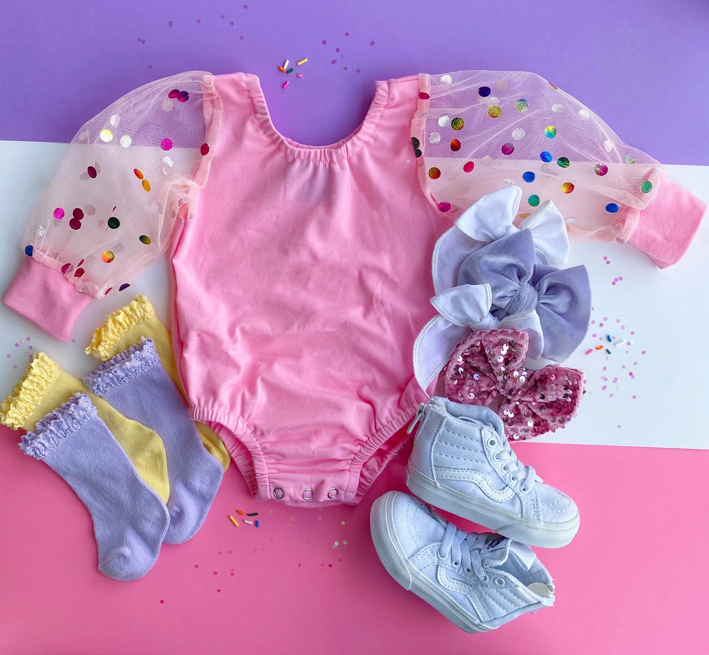 LR0466 Pink tulle long sleeve baby girls romper