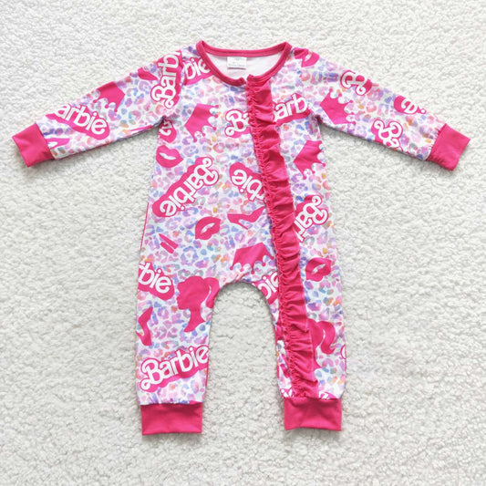 LR0481 Hot pink BA baby girls zipper romper