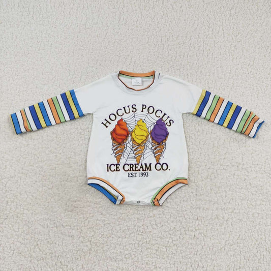 LR0497  Halloween baby girls ice cream print romper
