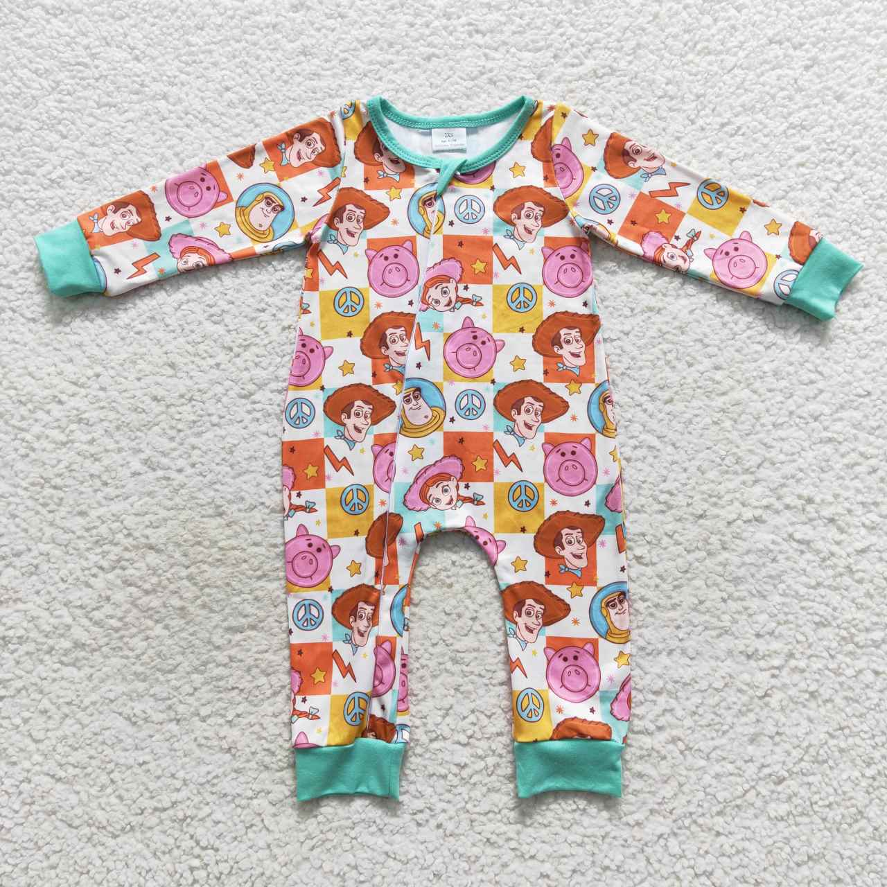 (Promotion)LR0558 Toy cartoon print baby zipper romper