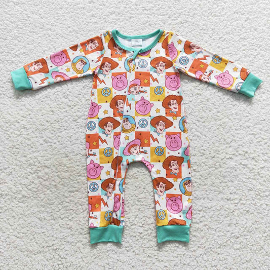(Promotion)LR0558 Toy cartoon print baby zipper romper