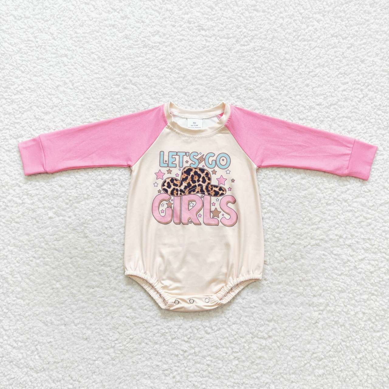 LR0574 Let's go girls print western romper