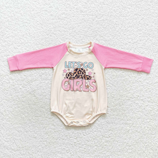 LR0574 Let's go girls print western romper