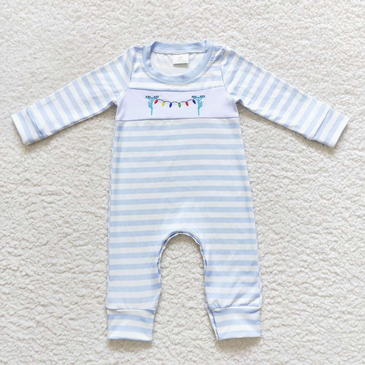 USA-Shop LR0583 Holiday lamp light embroidery print baby boys Christmas romper