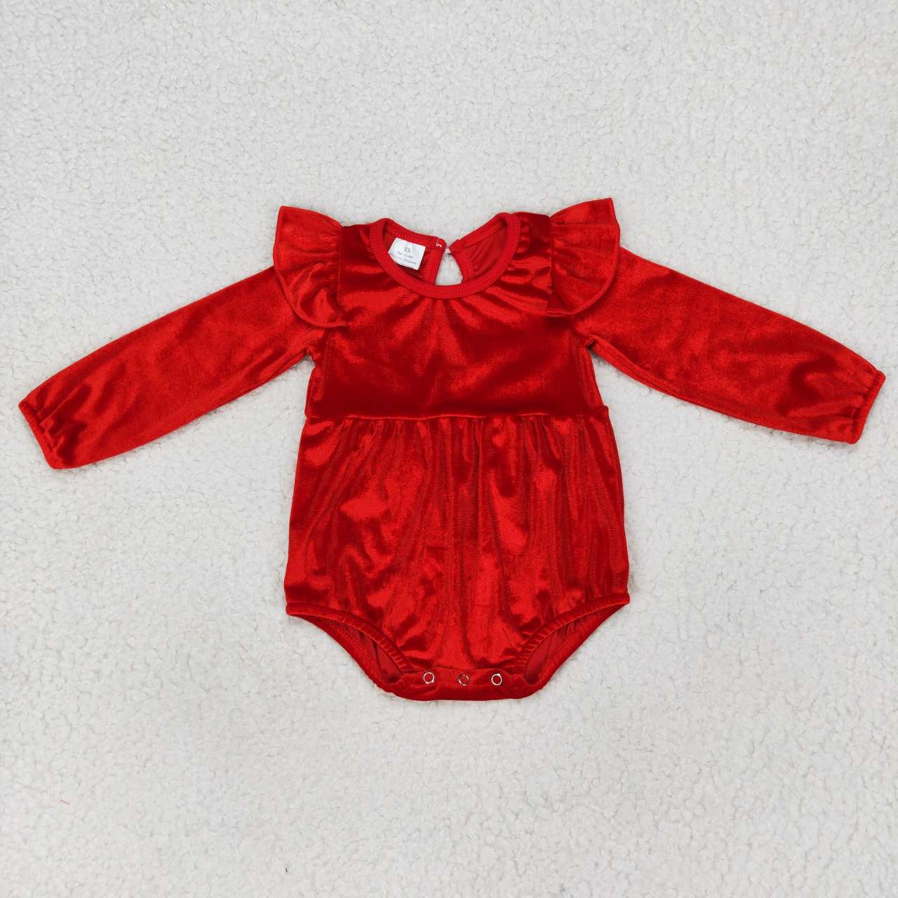 LR0713 Red Velvet Baby Girls Fall Romper