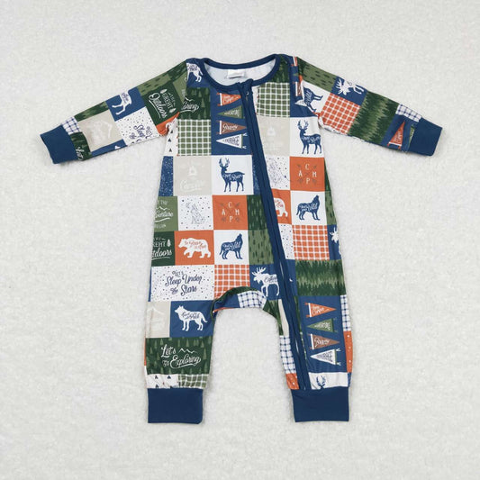 LR0719 Let's Go Hunting Baby Boys Sleeper Zipper Romper