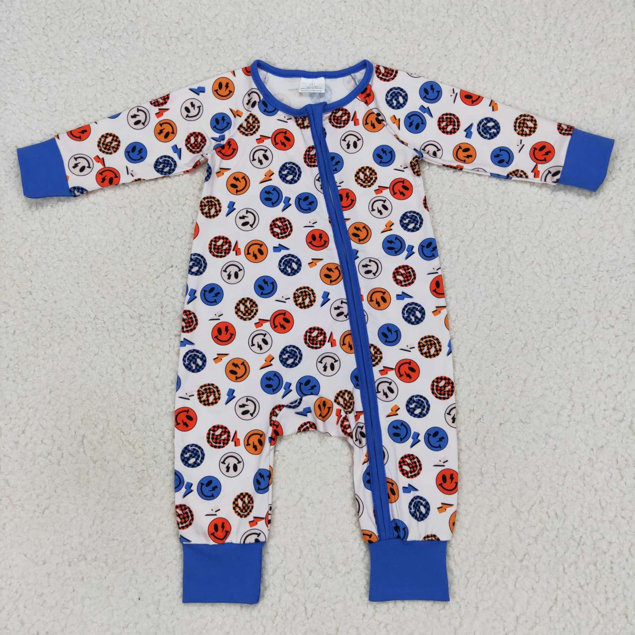 LR0721 Smiling Face Baby Boys Sleeper Zipper Romper
