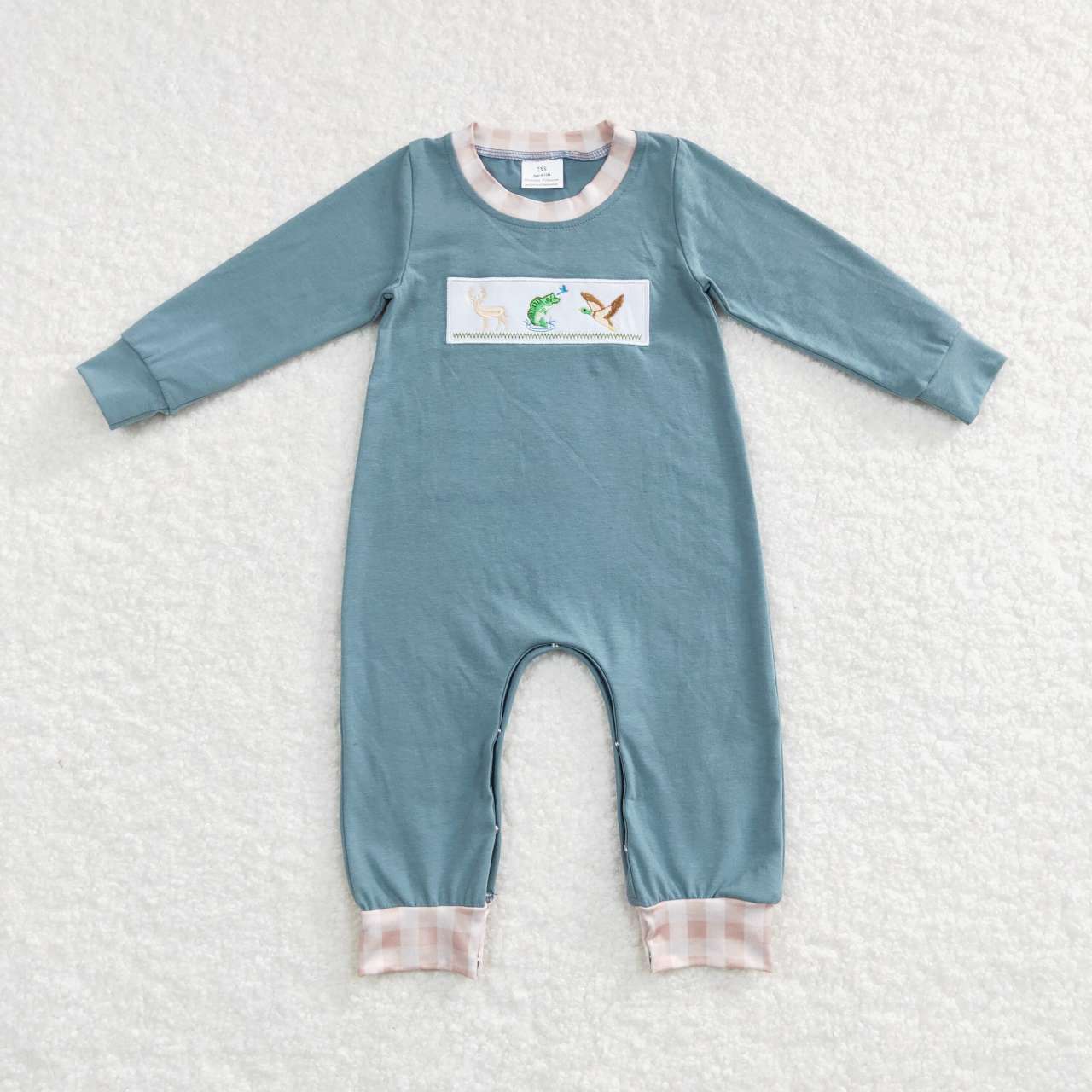 Dog Duck Hunting Embroidery Baby Boys Fall Romper Brothers Wear