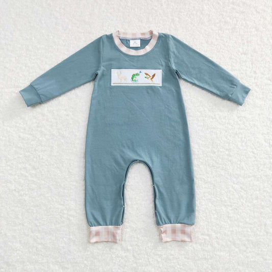 USA-Shop LR0728 Deer Fish Duck Embroidery Print Baby Boys Romper