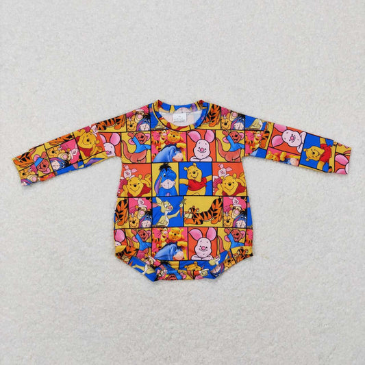 LR0741 Cartoon Bear With Friends Print Baby Kids Romper