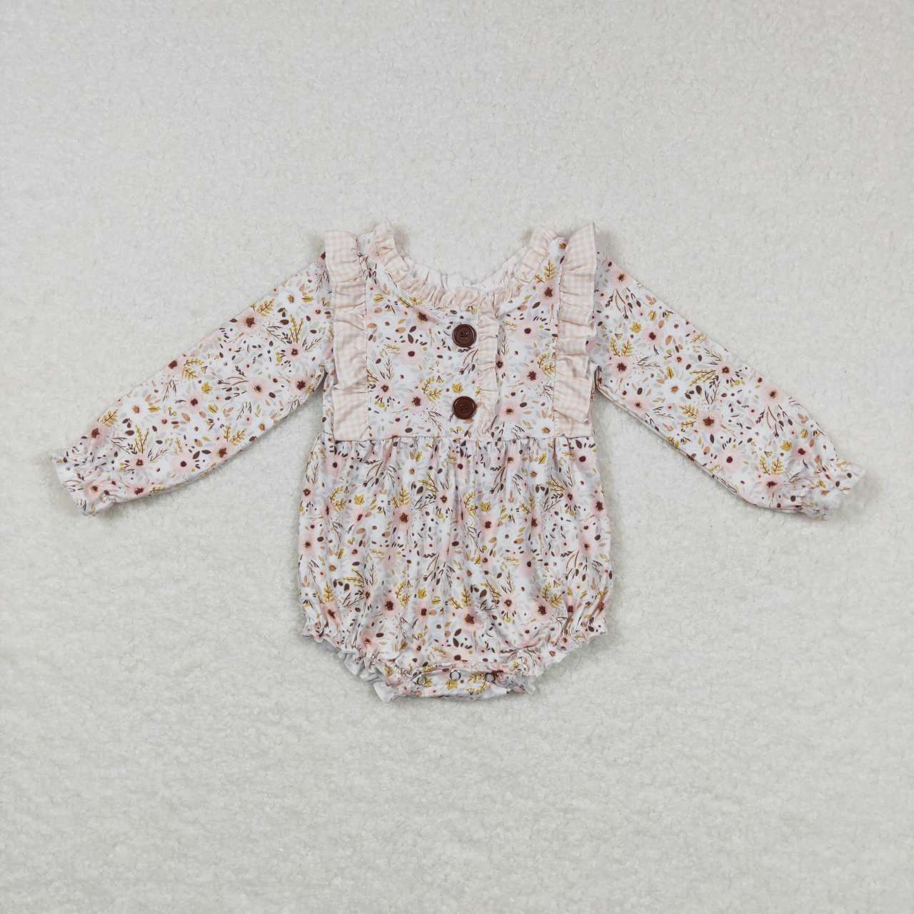 LR0769 Flowers Print Baby Girls Romper