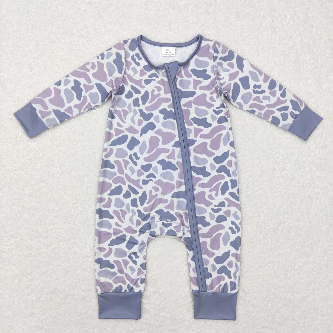 USA-Shop LR0819 Grey Camo Print Baby Boys Sleeper Zipper Romper