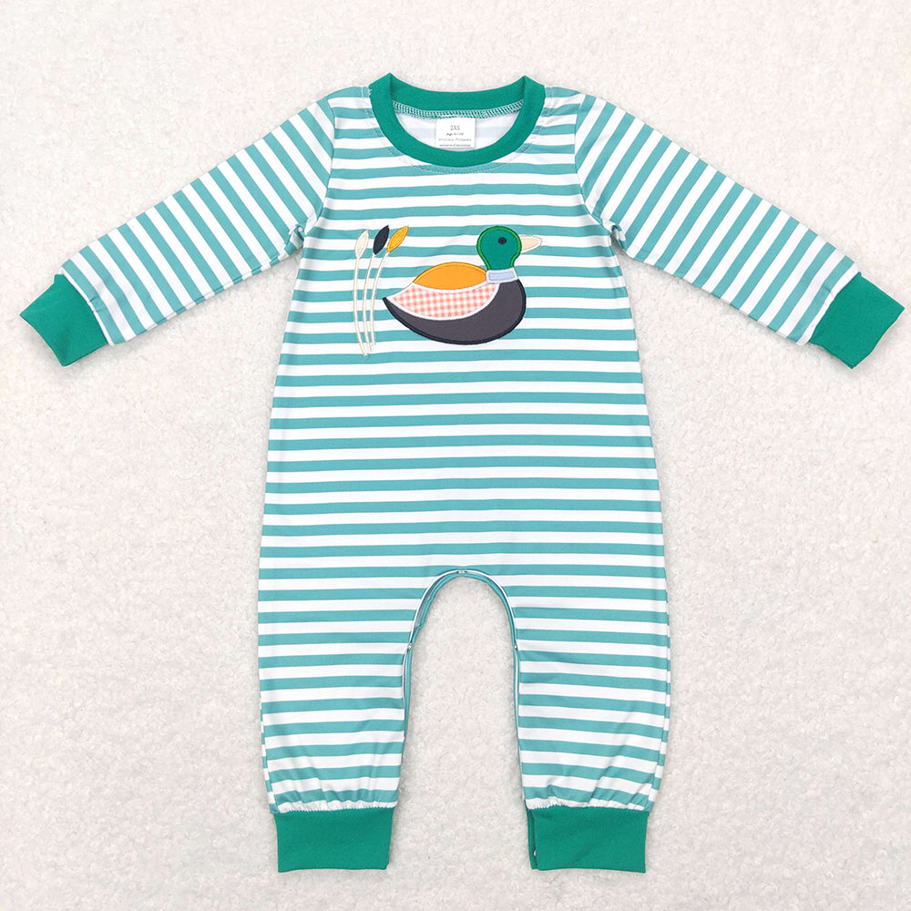 Dog Duck Hunting Embroidery Baby Boys Fall Romper Brothers Wear