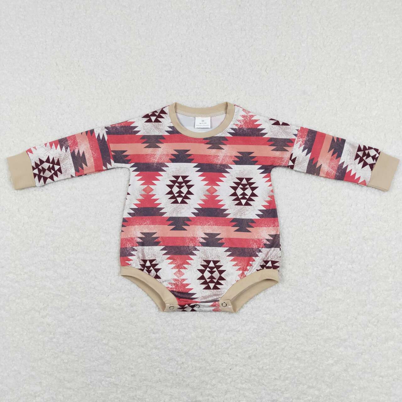 LR0845 Brown Aztec Print Baby Kids Western Romper