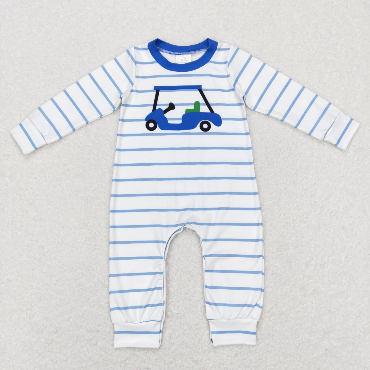 LR0848 Stripes Truck Print Baby Boys Romper