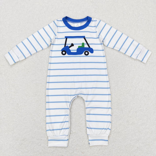 LR0848 Stripes Truck Print Baby Boys Romper