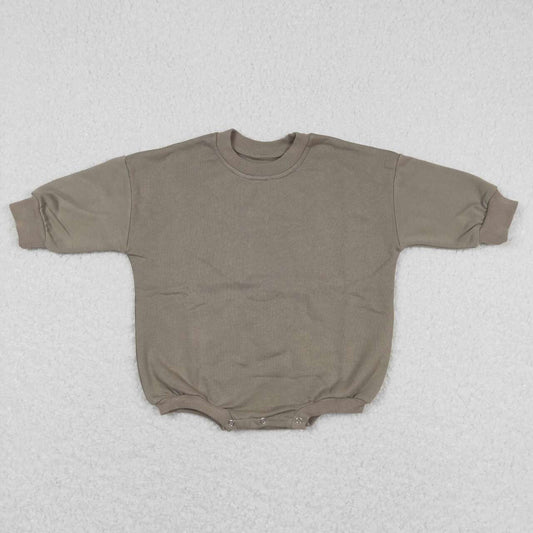 LR0917 Dark Grey Color Cotton Long Sleeve Baby Sweatshirt Romper