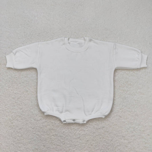 LR0948 White Color Cotton Long Sleeve Baby Sweatshirt Romper