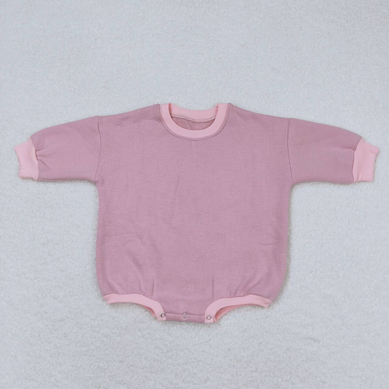 LR0951 Dark Pink Color Cotton Long Sleeve Baby Sweatshirt Romper