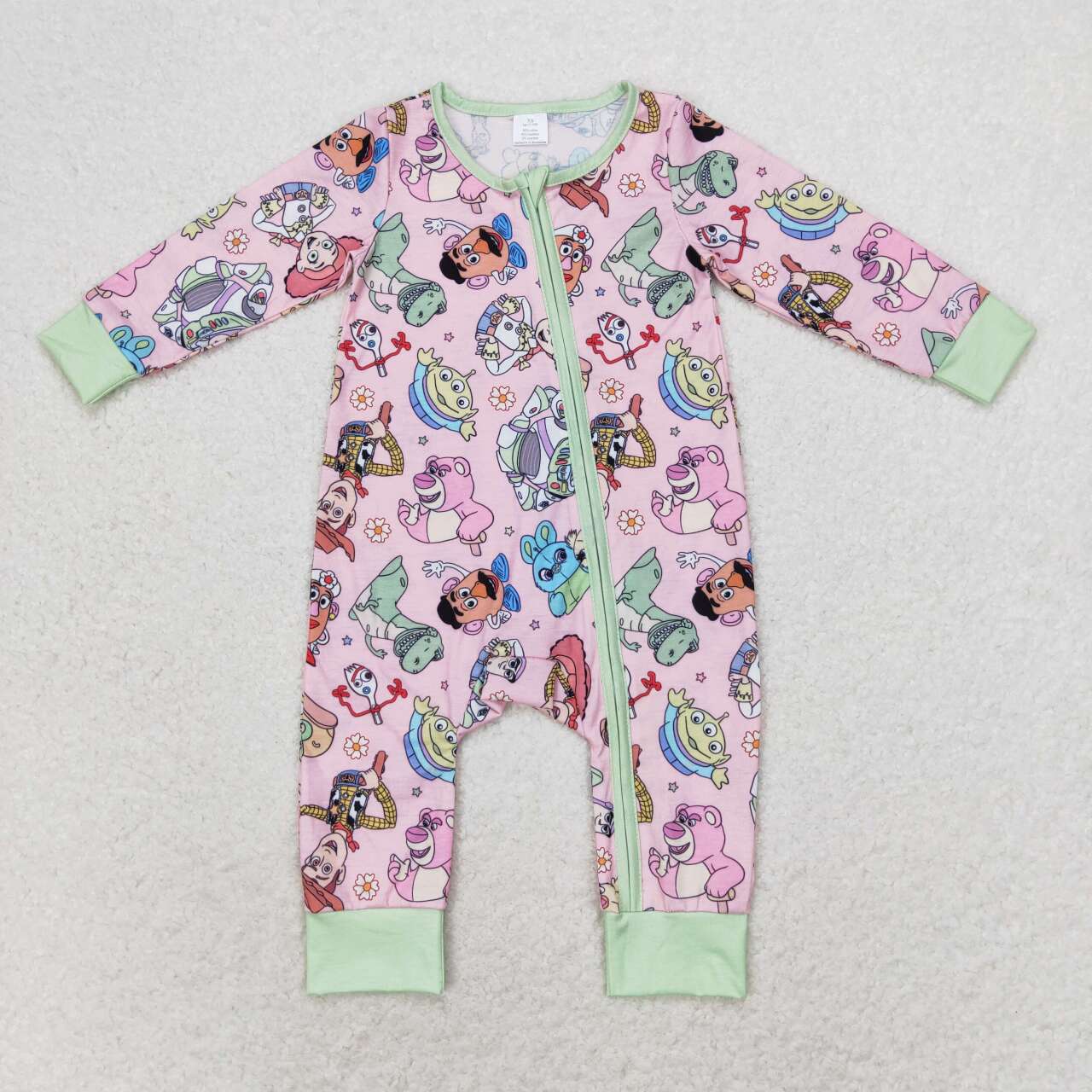 LR0970 Cartoon Toys Print Baby Girls Fall Bamboo Sleeper Zipper Romper