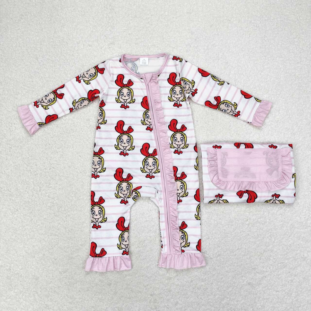 Green Frog With Pink Girl Print Sibling Christmas Bamboo Matching Clothes