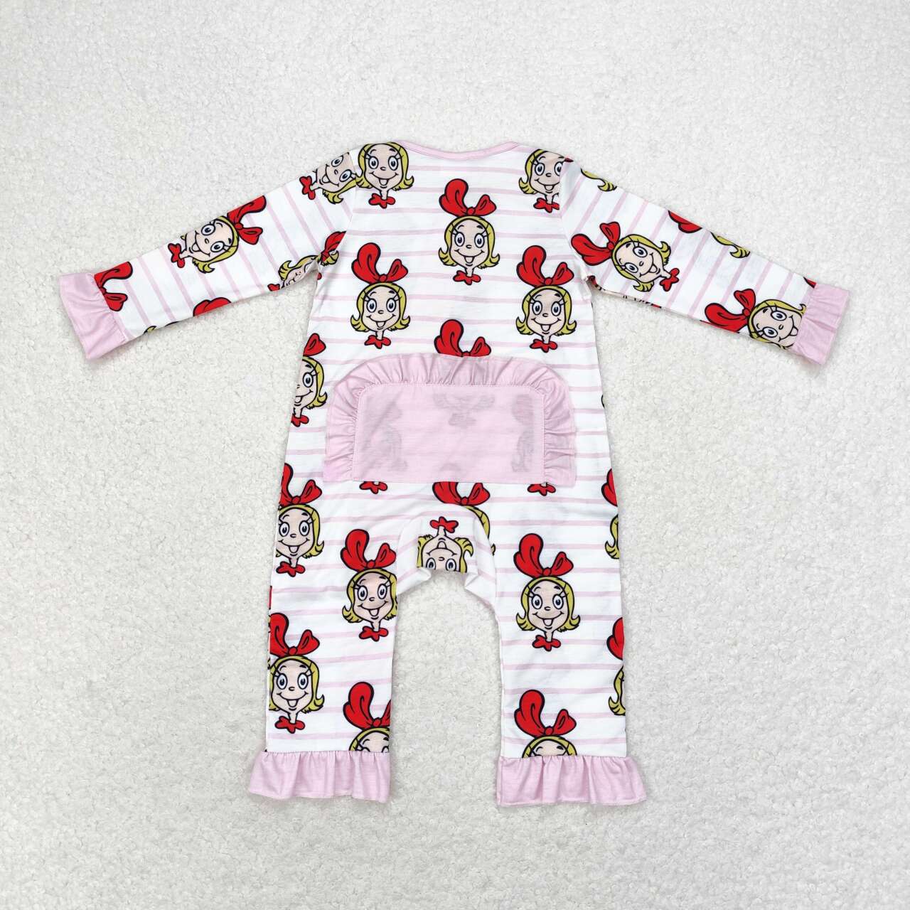 USA-Shop LR1001 Christmas Girl Pink Print Baby Girls Bamboo Sleeper Zipper Romper